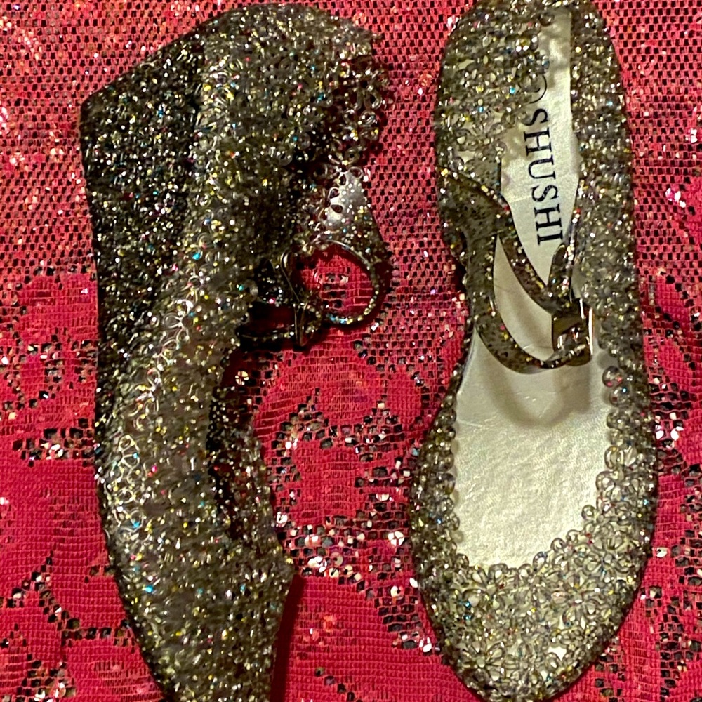 Shushi Brand Sparkly Wedges size 7.